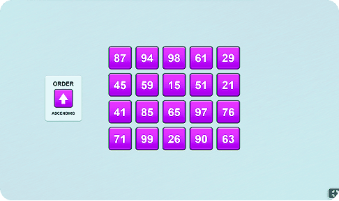A sample cognitive task showing a grid of numbers to be ordered